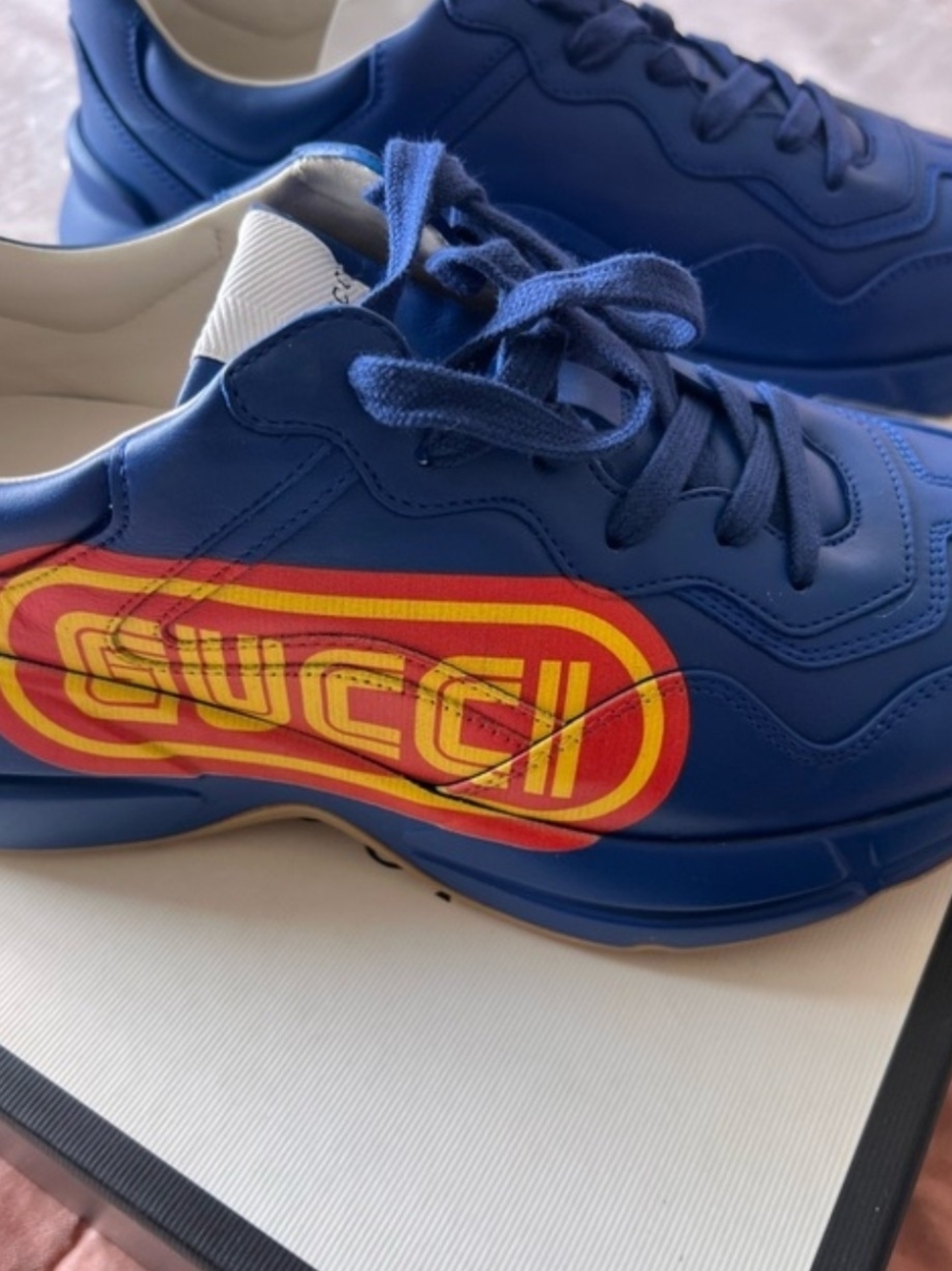 Gucci Rhyton Print Sneaker Blue & Red US 6